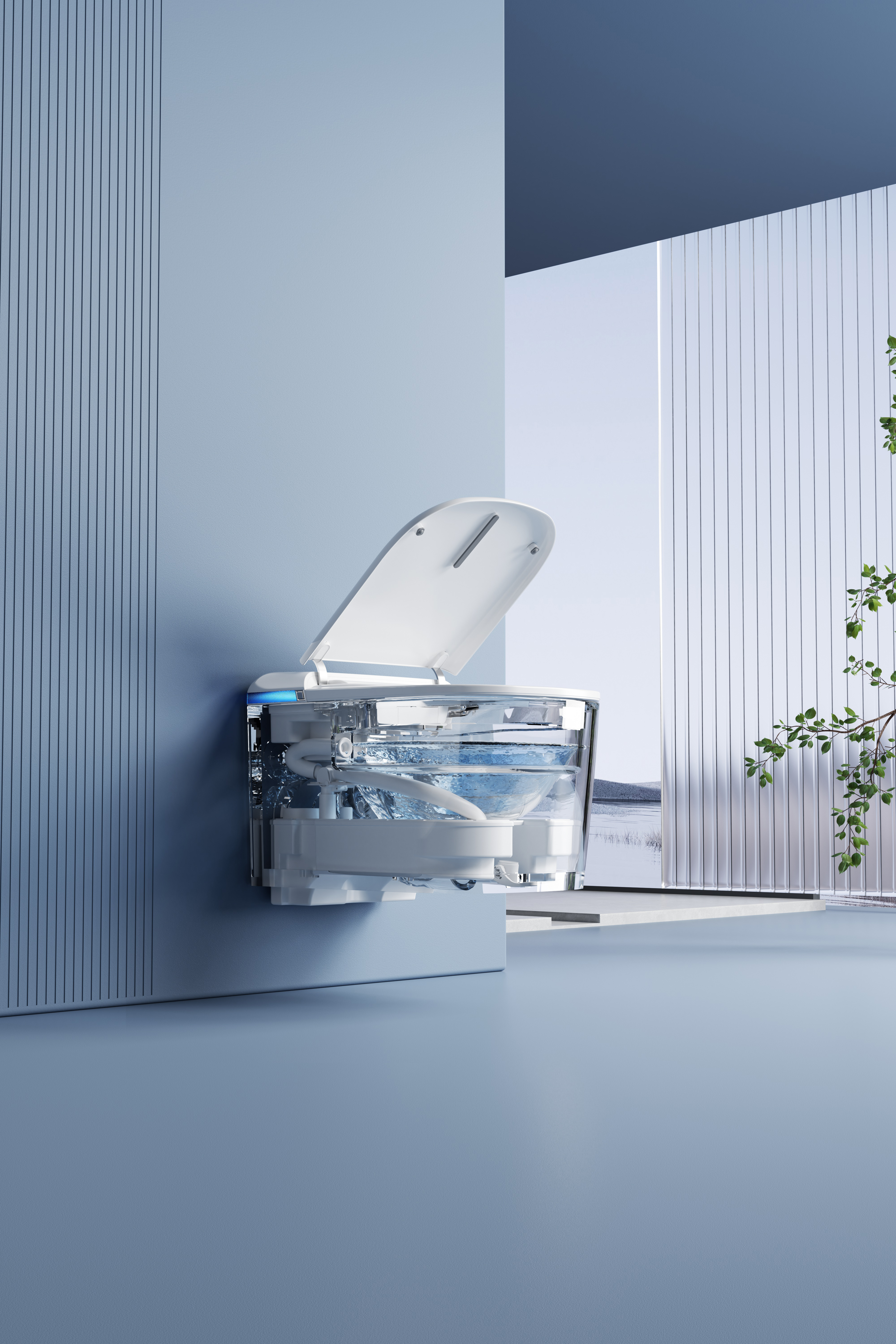 Neowash Y3W transparent exploded view showing internal SPA bidet technology